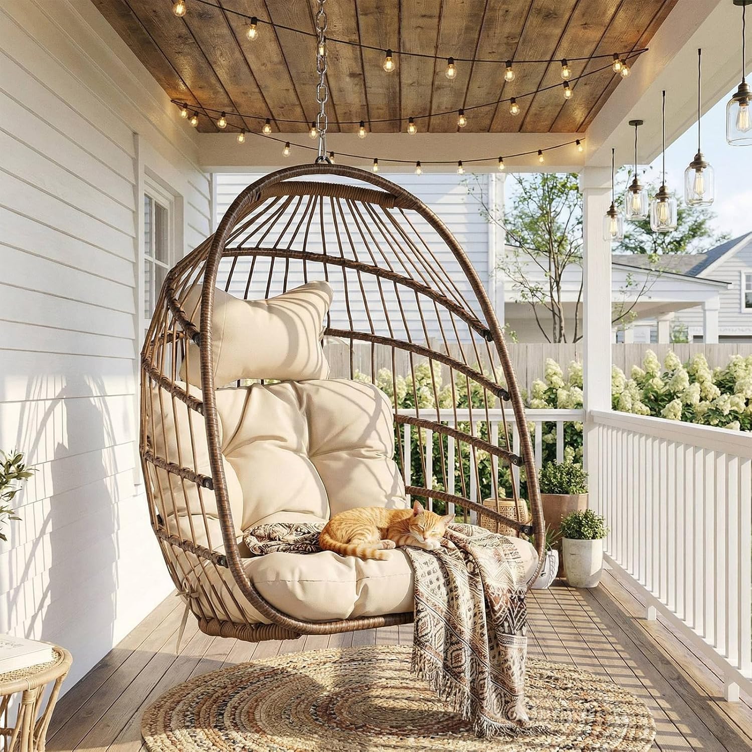 Outdoor Furniture Rh - 스탠드 없는 야외용 행잉 에그 체어,