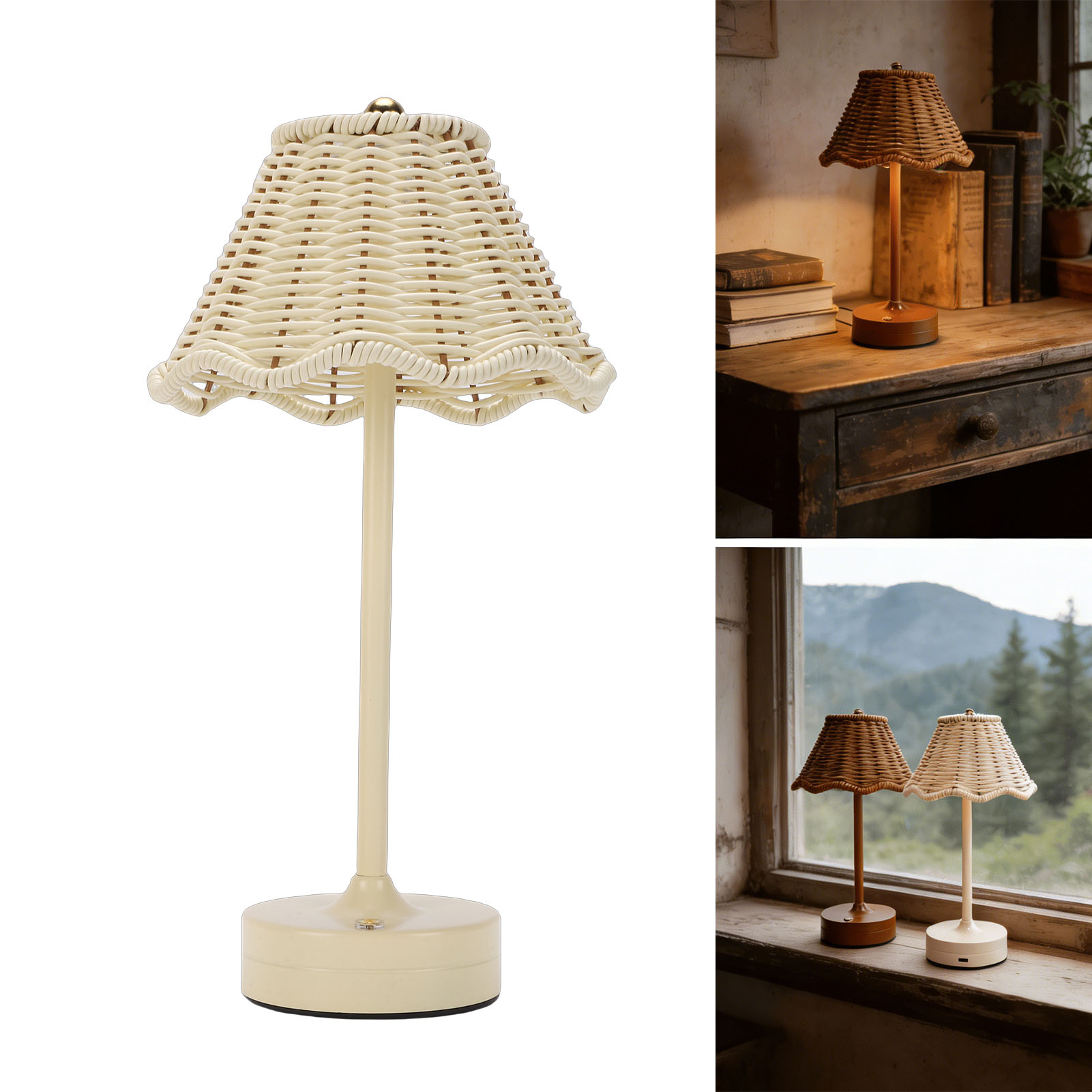 Outdoor Furniture Rh - LED 빈티지 등나무 테이블 램프 3가지