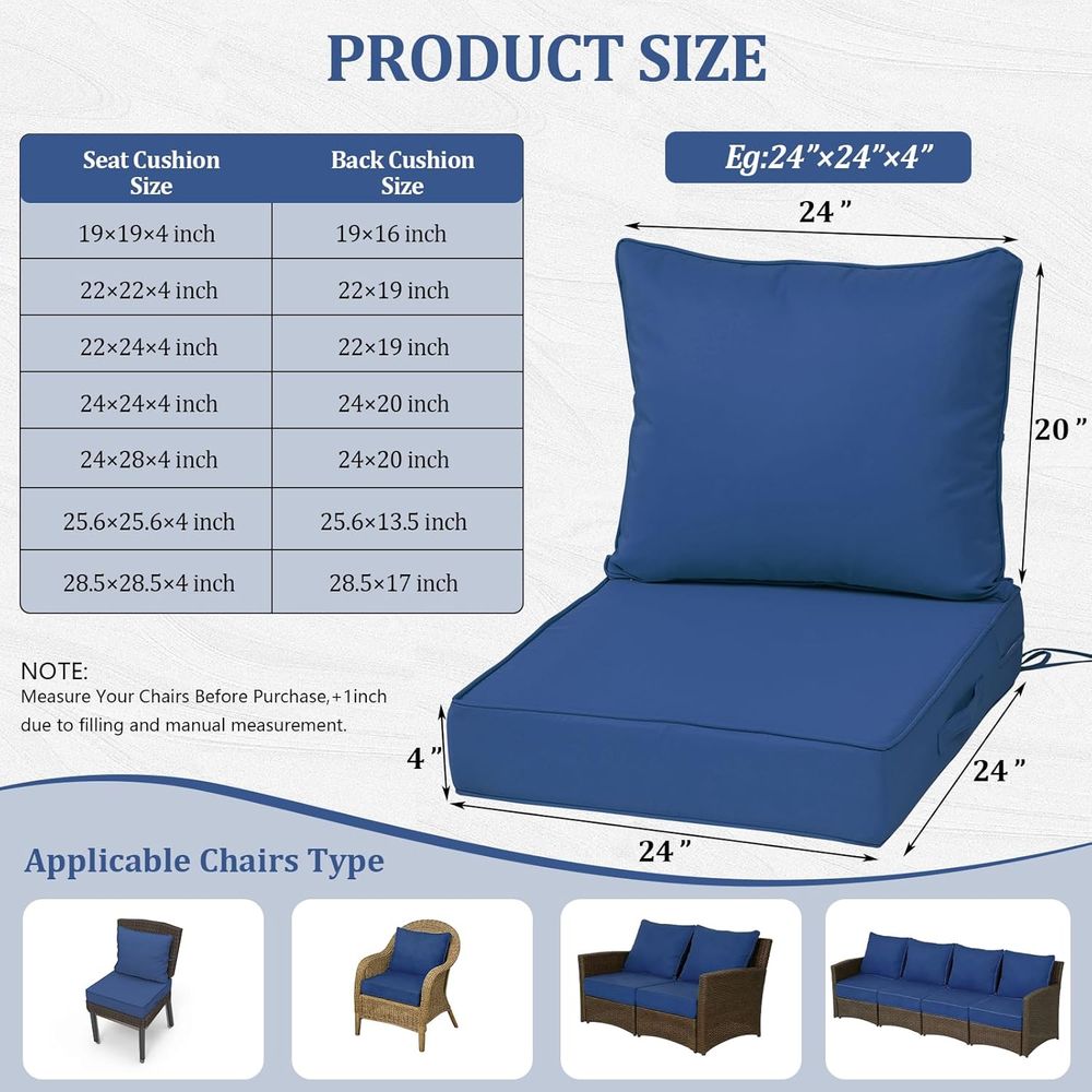 24x24 야외용 딥 시트 쿠션 4개 세트, 야외 가구 - Outdoor Furniture For Patio 리뷰 및 가격