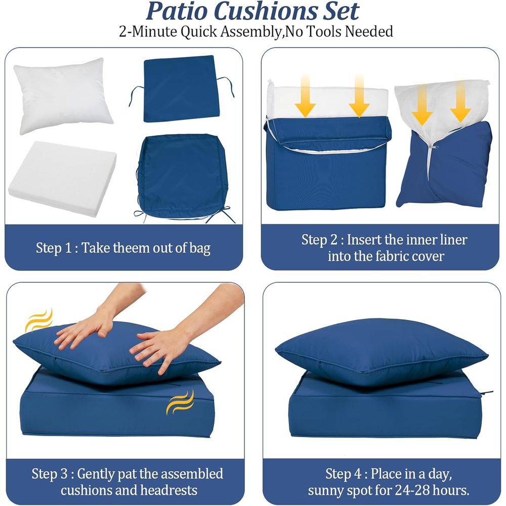 24x24 야외용 딥 시트 쿠션 4개 세트, 야외 가구 - Outdoor Furniture For Patio 리뷰 및 가격
