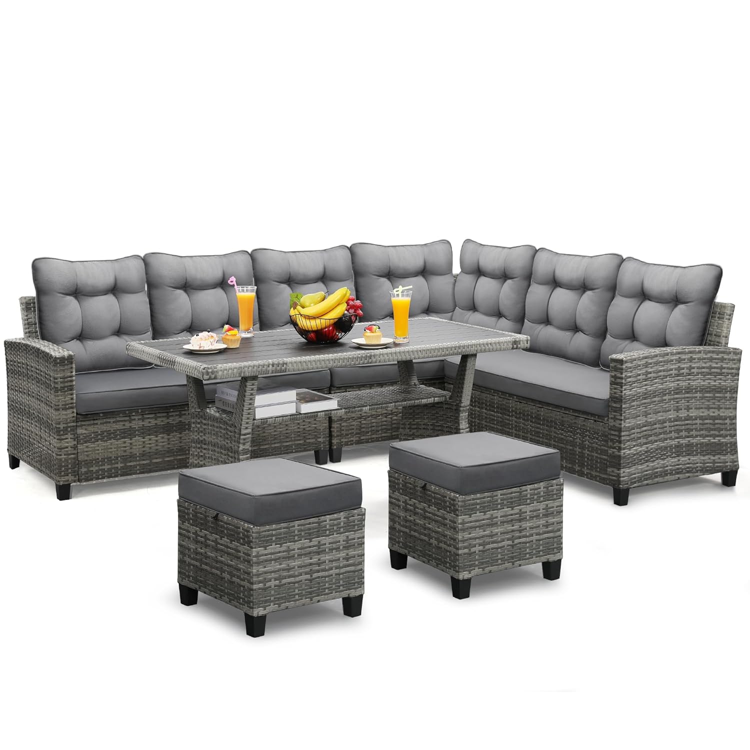 6피스 파티오 가구 세트, 식사 및 대화용 세트, 그레 - Outdoor Furniture Arhaus 리뷰 및 가격