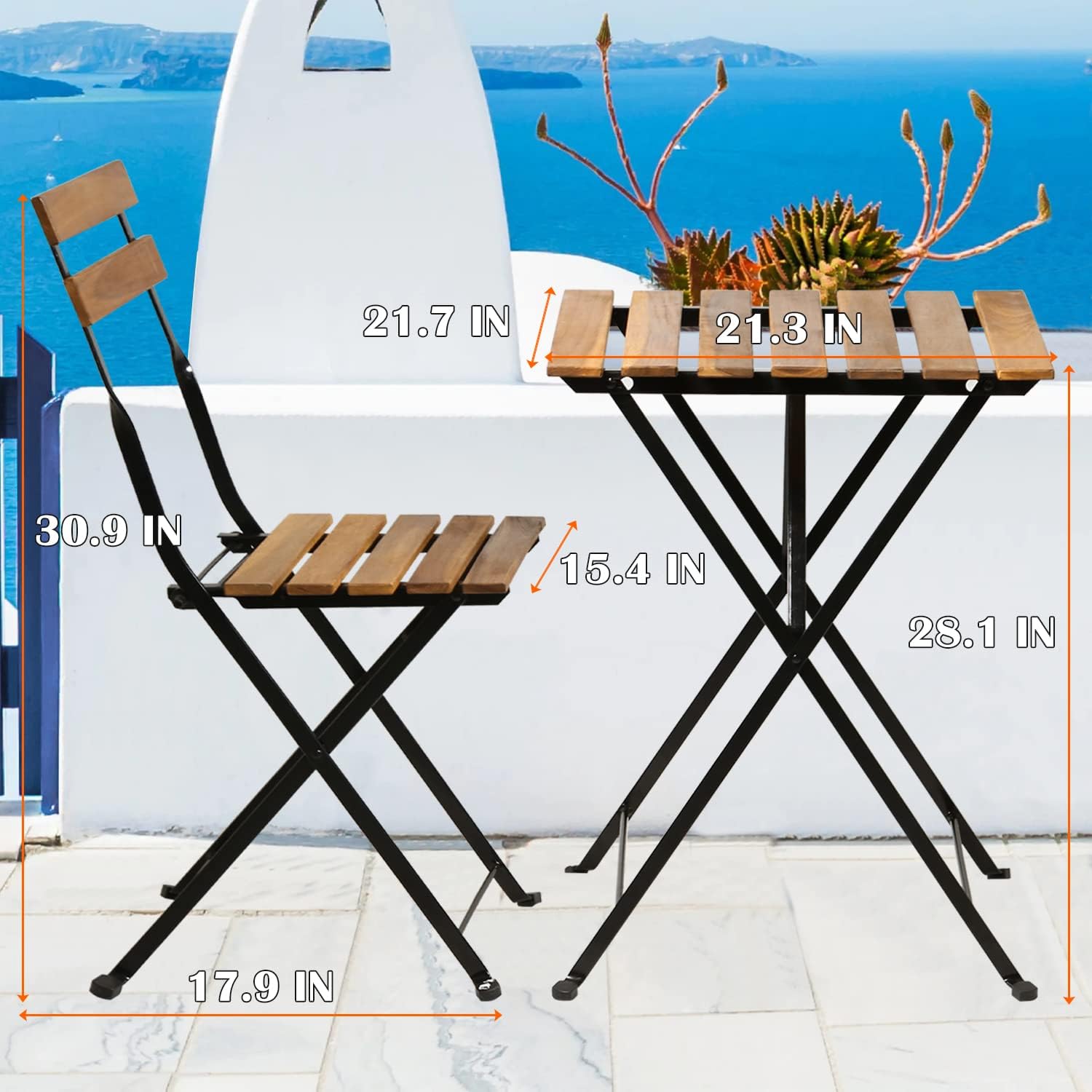 천연 나무 3피스 접이식 파티오 비스트로 세트(테이블  - Outdoor Furniture For Patio 리뷰 및 가격