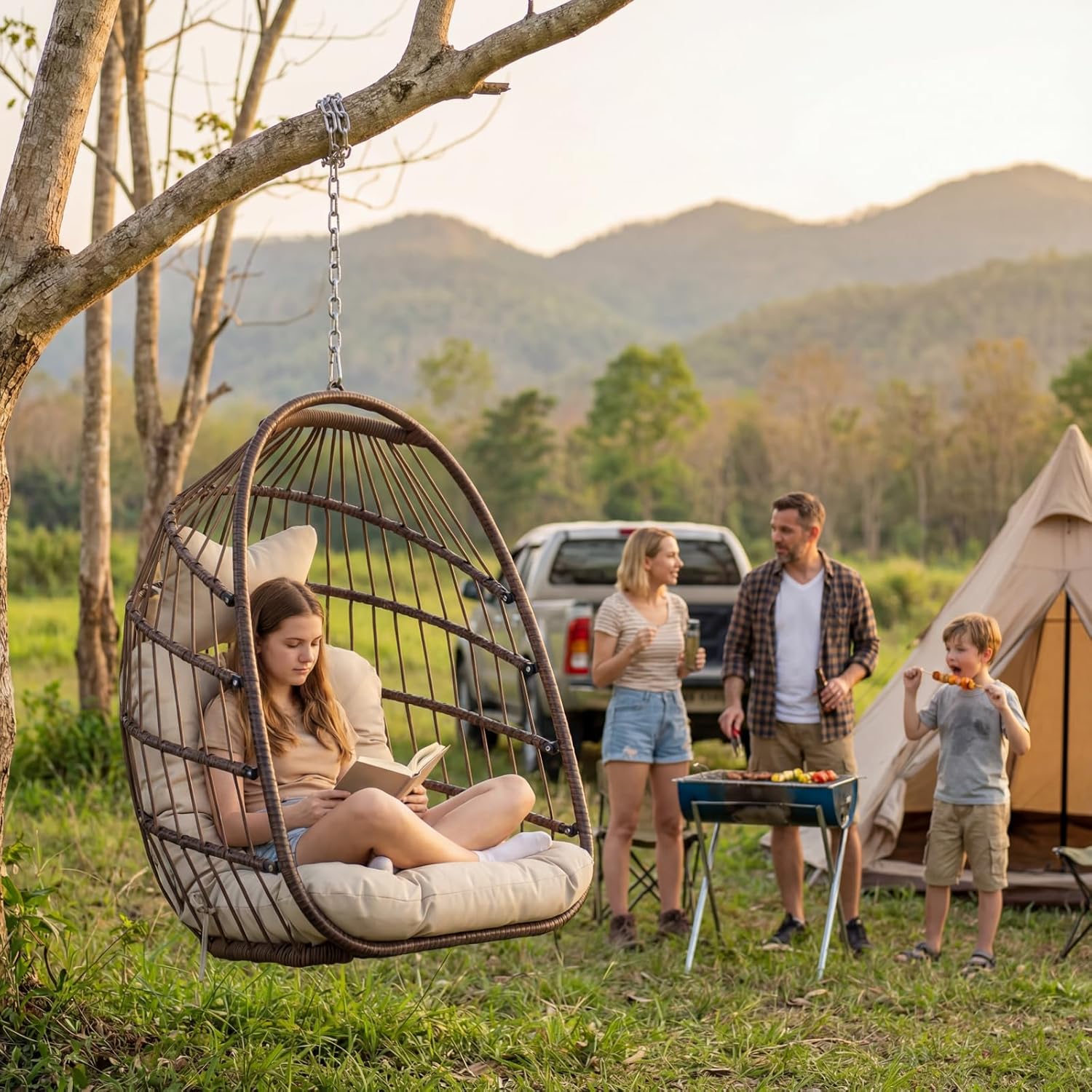스탠드 없는 야외용 행잉 에그 체어, 패딩 쿠션이 있는 - Outdoor Furniture Rh 리뷰 및 가격