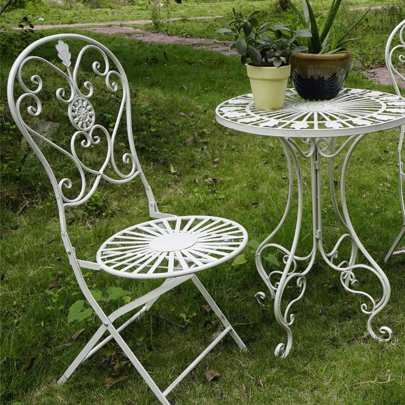 프랑스 빈티지 철제 테이블 및 의자, 속이 빈 카페 정 - Outdoor Furniture Arhaus 리뷰 및 가격